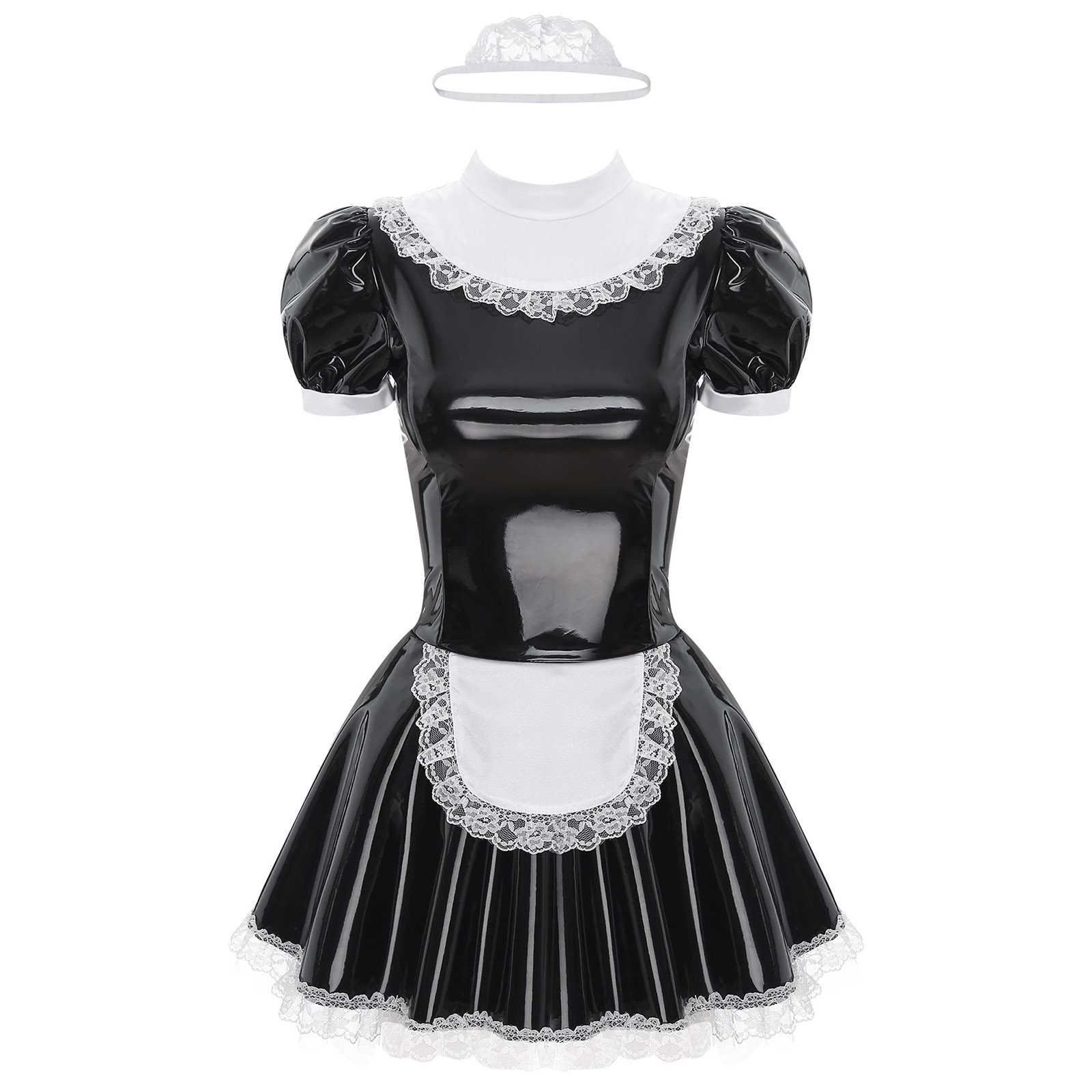 Woodworking Apron - Vrouwen Lakleer Dienstmeisjesjurk met Kanten Hoofdband