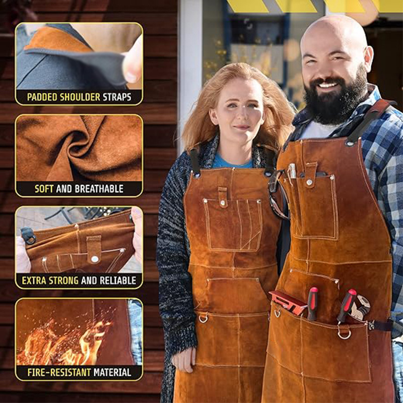 Woodworking Apron - Vlamvertragend en waterdicht schort, dubbelzijdig fleece,
