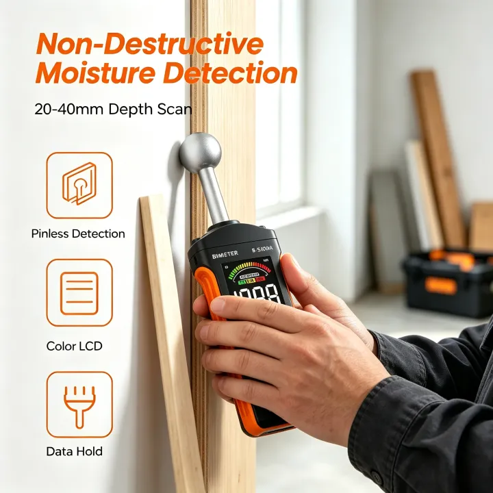 Woodworking Or Woodworking - Contactloze houtvochtmeter Pinloze bolvormige sensor Digitale