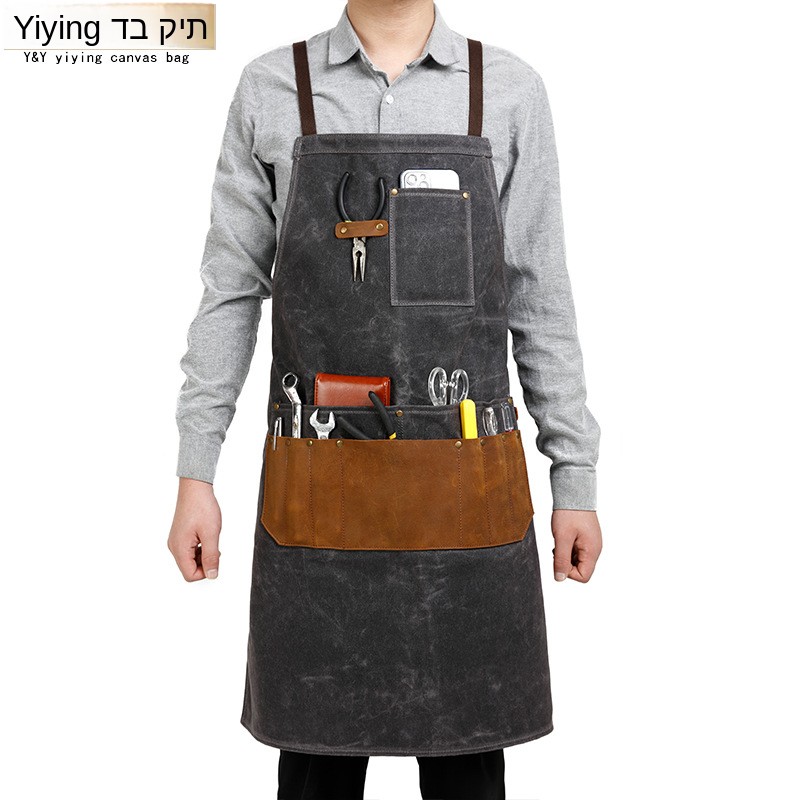 Woodworking Apron - Olie-was canvas schort gereedschapstas waterdicht monteur