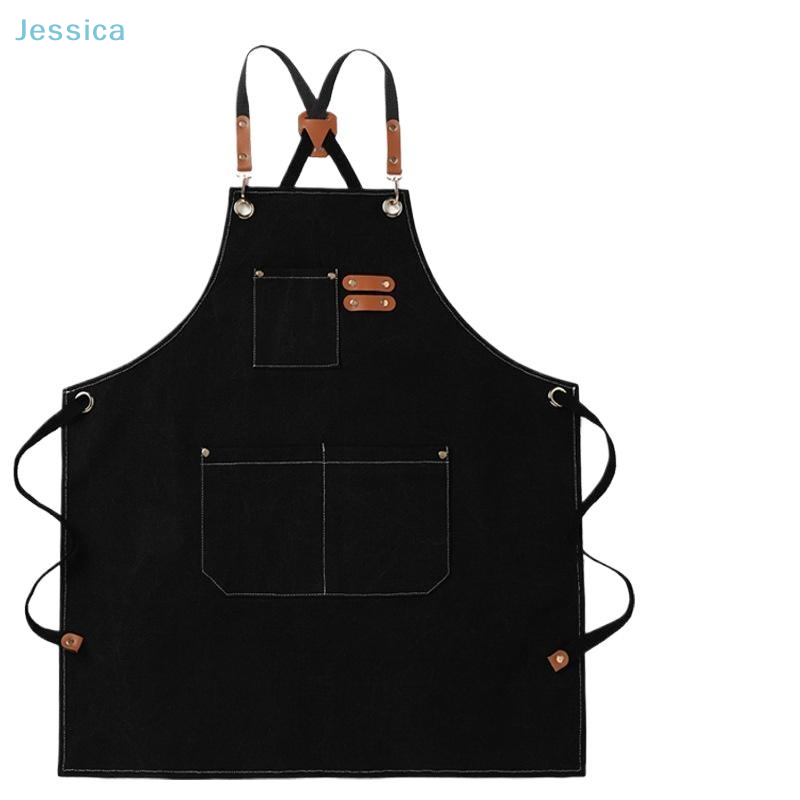 Woodworking Apron - ♥ Zwart denim schort met meerdere