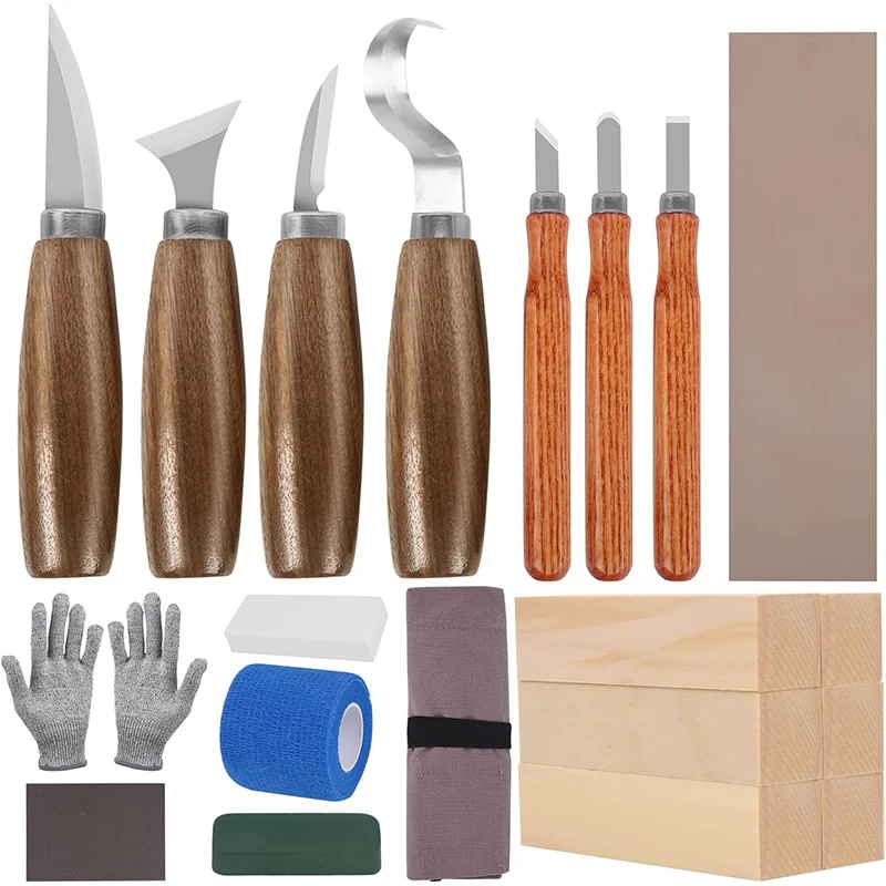 Woodworking Kits For Adults - Houtsnijwerkset Houtsnijgereedschapset met houtsnijmessen Detailmessen Blokken