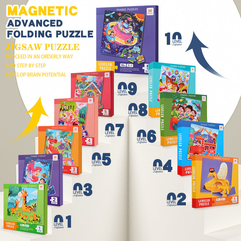 Woodworking For Kids - Magnetische houten puzzel voor kinderen Cartoonpatroon