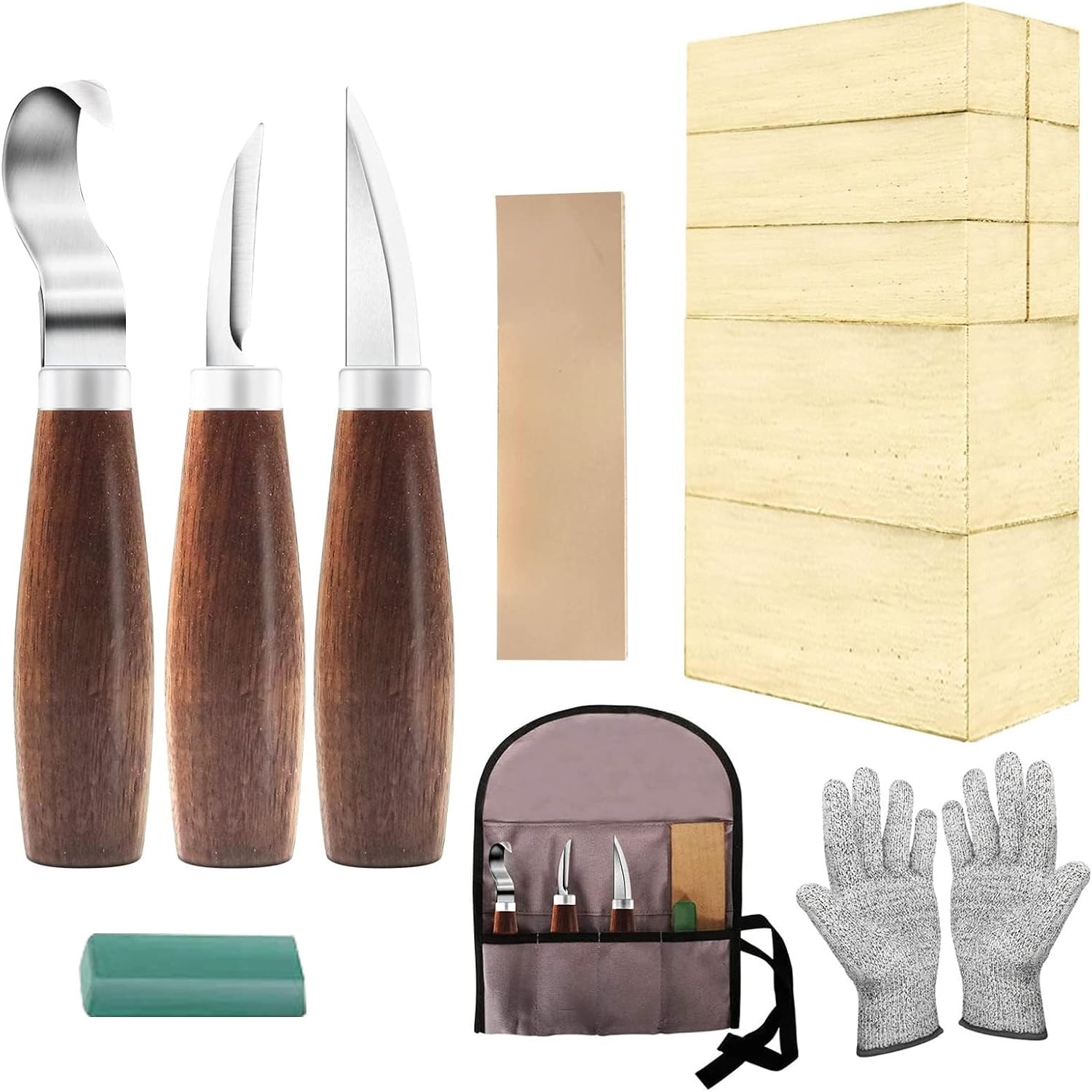 Woodworking Kits For Adults - Beginnersset voor houtsnijwerk met lindehoutblokken voor