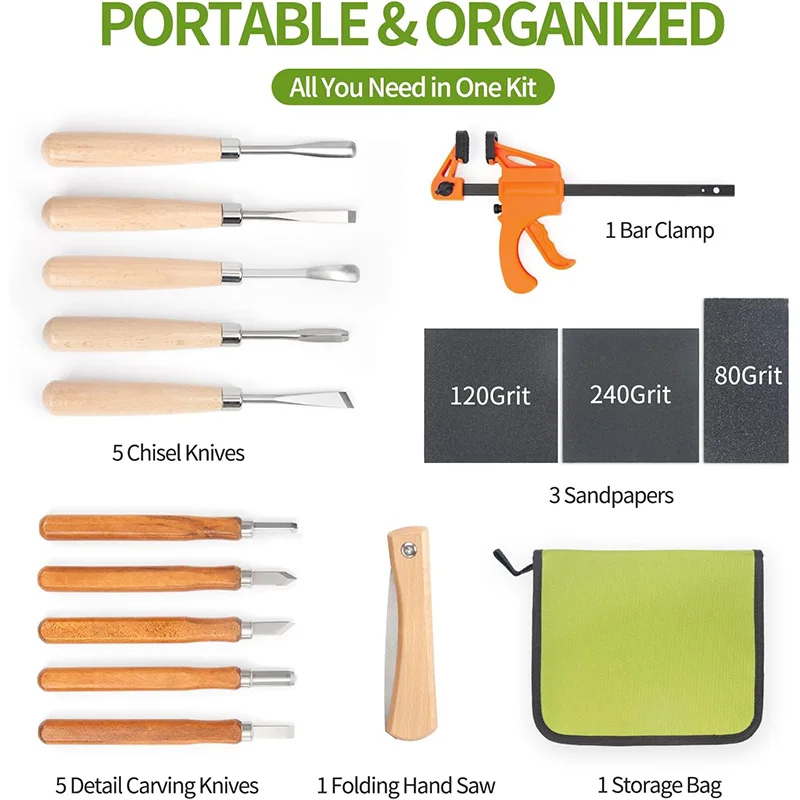 Houtsnijset 15-delig, houtsnij - Woodworking Kits For Adults recensie en prijs