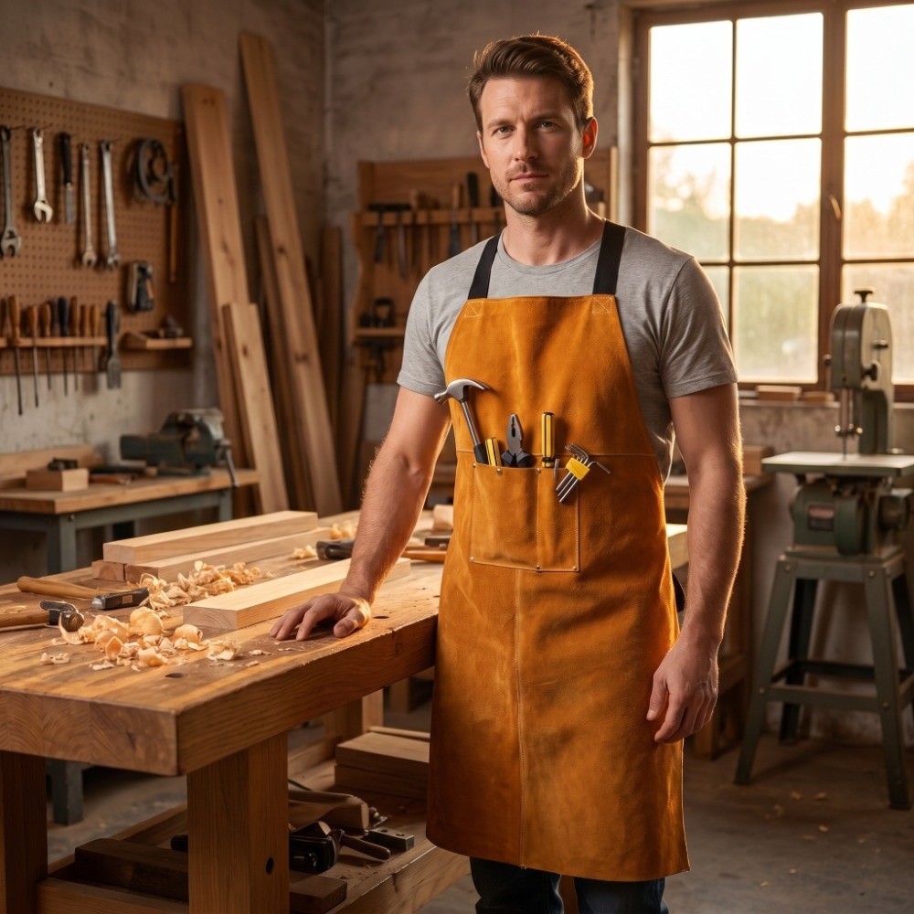 Oranje dikke koeienhuid las sc - Woodworking Apron recensie en prijs